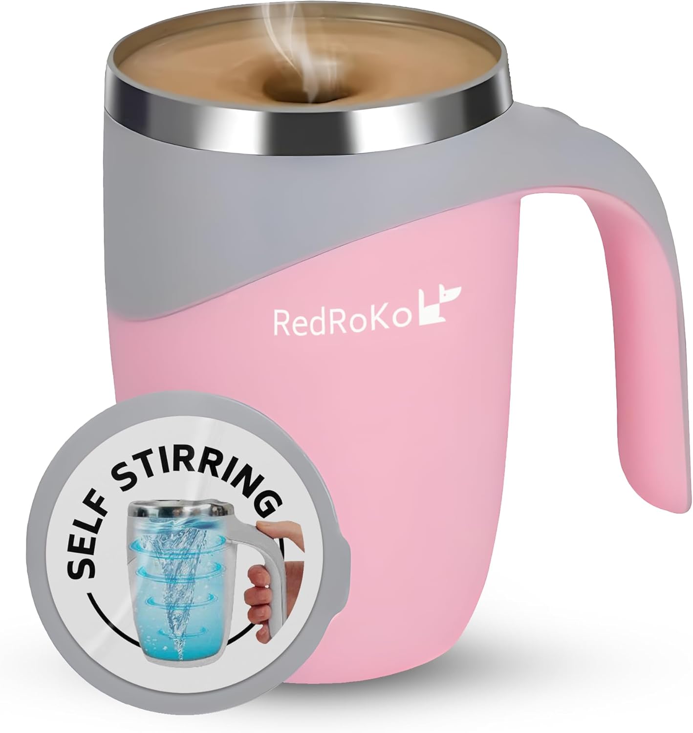 Pink Mixing Self Stirring Mug